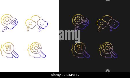 Recognize ones weaknesses gradient icons set for dark and light mode Stock Vector
