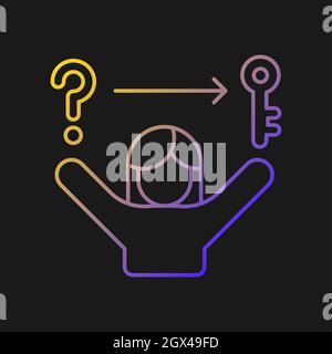 Problem solving skills gradient vector icon for dark theme Stock Vector