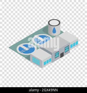 Water treatment building isometric icon Stock Vector