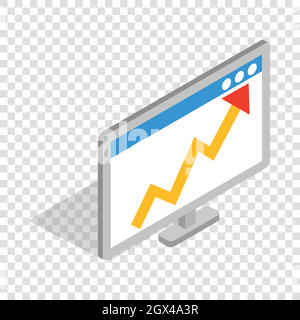 Graph on the computer monitor isometric icon Stock Vector