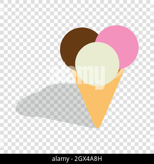 Mixed ice cream scoops in a cone isometric icon Stock Vector