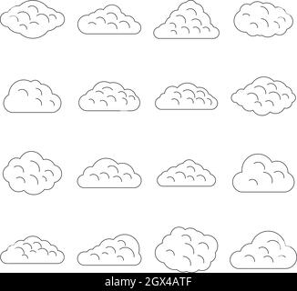 Clouds icons set, outline style Stock Vector