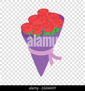 Red roses bouquet isometric icon Stock Vector