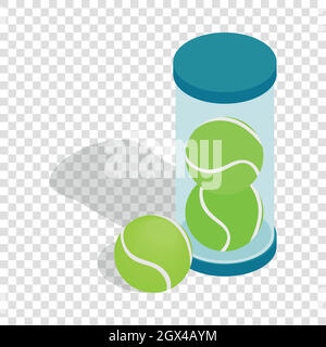 Tube with tennis balls isometric icon Stock Vector