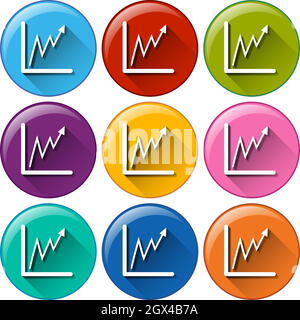 Circle buttons with a graph Stock Vector