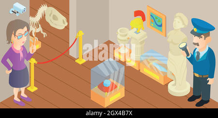 Museum concept, cartoon style Stock Vector