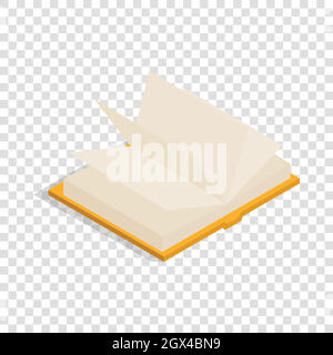 Yellow open book isometric icon Stock Vector
