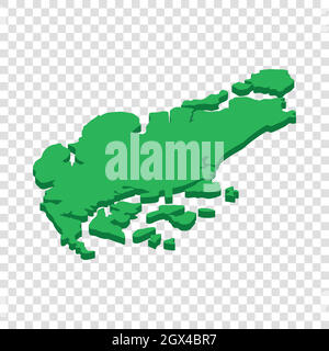 Map of Singapore isometric icon Stock Vector