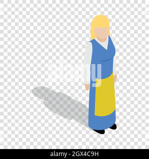 Woman wearing in traditional swedish costume icon Stock Vector