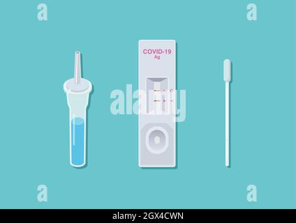 Rapid Antigen Test kit Set. Vector illustration Stock Vector