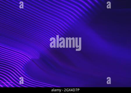 Neon purple light trails wavy pattern Stock Photo