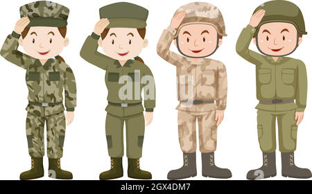Soldiers in green and brown uniform Stock Vector