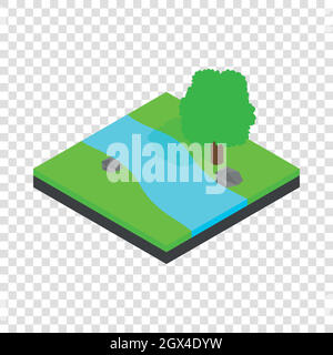 River landscape isometric icon Stock Vector
