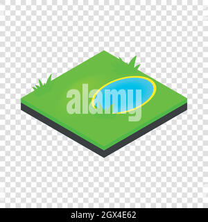 Lake landscape isometric icon Stock Vector