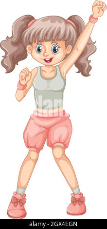 Little girl in pink shorts Stock Vector