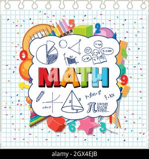 Doodle math formula with Mathematics font illustration Stock Vector