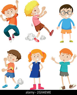 A Set of Angry Kids Stock Vector