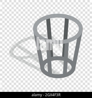 Metal trash basket isometric icon Stock Vector