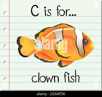 Flashcard letter C is for clown fish Stock Vector