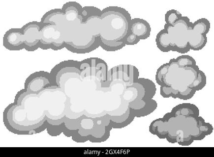 Set of gray clouds on white background Stock Vector