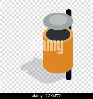 Outdoor orange bin isometric icon Stock Vector