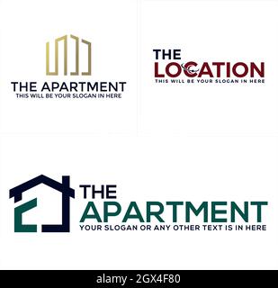 Modern real estate building apartment logo design Stock Vector