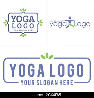 Wellness relaxation yoga people logo design Stock Vector