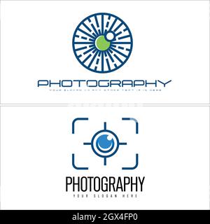 Set of photography camera shoot logo design Stock Vector