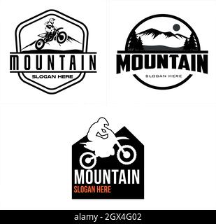 Set of trail motorcycle mountain adventure logo design Stock Vector