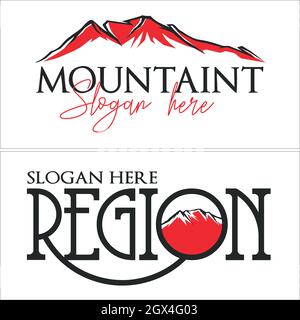 Set of mountain symbol icon combination mark logo design Stock Vector