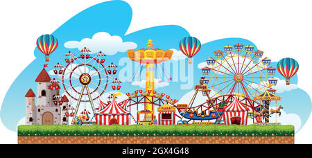 Fun fair amusement scene Stock Vector