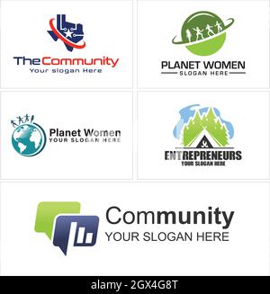 Set of logos community entrepreneurs symbol logo design Stock Vector