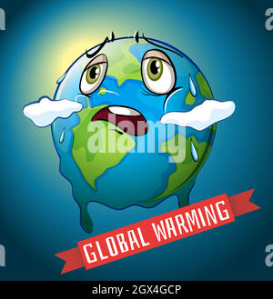 world planet melting global warming with pollution icons Stock Vector ...