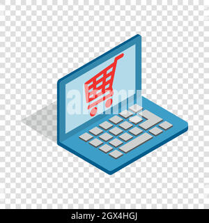 Online shopping in laptop isometric icon Stock Vector