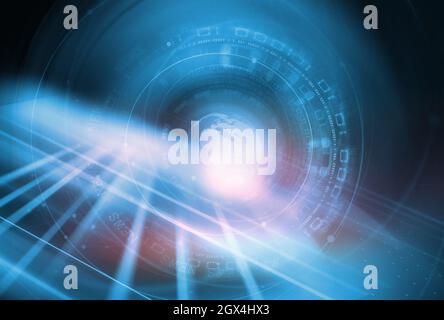3D pattern of graphical modern digital world news studio background. Stock Photo