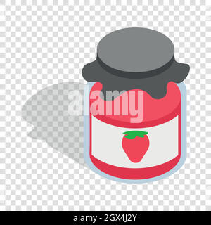 Bank strawberry jam isometric icon Stock Vector