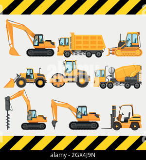 Different types of construction trucks Stock Vector