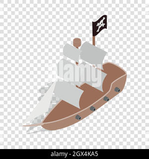 Pirate ship isometric icon Stock Vector