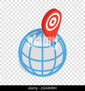 Globe and map pointer isometric icon Stock Vector