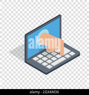 Stealing data through a laptop isometric icon Stock Vector