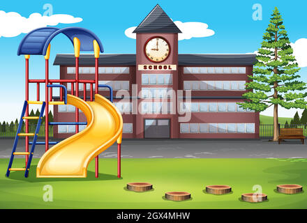 School campus with playground Stock Vector