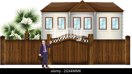 A man showing the big house Stock Vector
