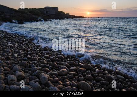 Fort Hommet at sunset, Guernsey, Channel Islands Stock Photo