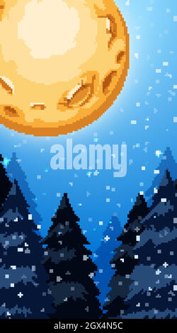 Background scene with fullmoon in winter Stock Vector
