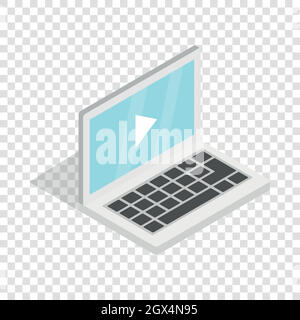 Video movie media player on the laptop isometric Stock Vector