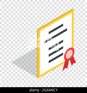 Diploma or certificate isometric icon Stock Vector