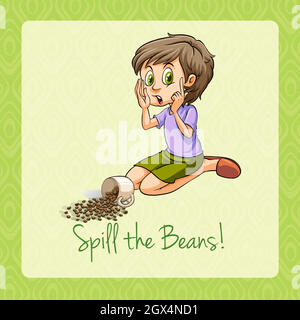 Idiom spill the beans Stock Vector Image & Art - Alamy