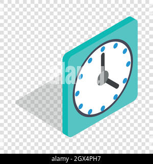 Square wall clock isometric icon Stock Vector
