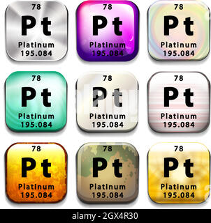 A periodic table button showing the Platinum Stock Vector