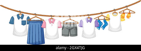 Isolated clothes hanging on white background Stock Vector
